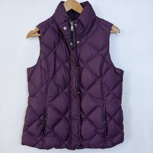 Eddie Bauer Goose Down Puffer Zip Up Vest Womens M Purple 700 Fill Pockets